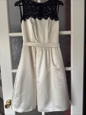 Ivory Satin Dress with Black Lace Bodice